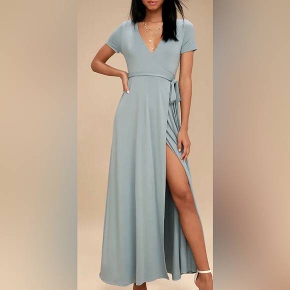 Lulus | Wrap Maxi Dress | Blue | NWT - Picture 1 of 5